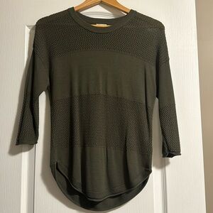 Kismet green pullover sweater, as seen in photos textured areas are see through